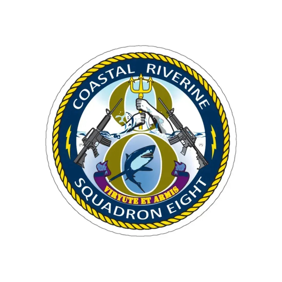 Coastal Riverine Squadron 8 (U.S. Navy) STICKER Vinyl Kiss-Cut Decal 4 Inch White - The Sticker Space