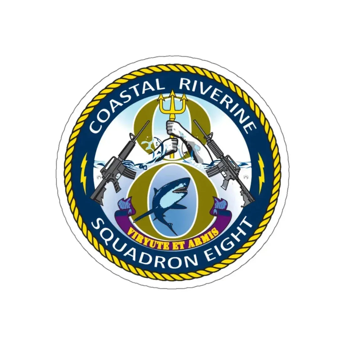 Coastal Riverine Squadron 8 (U.S. Navy) STICKER Vinyl Kiss-Cut Decal 6 Inch White - The Sticker Space