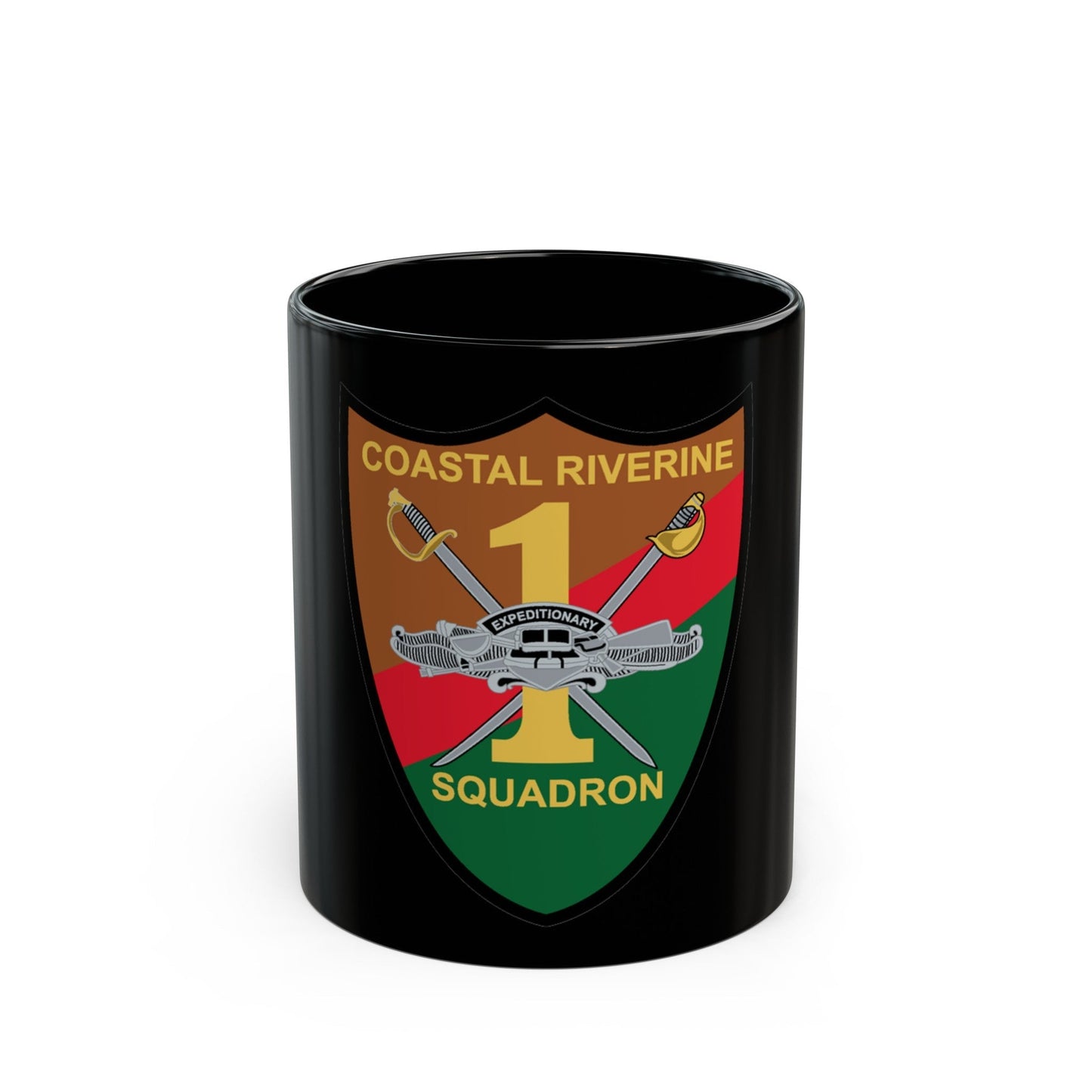 Coastal Riverine Squadron ONE (U.S. Navy) Black Coffee Mug-11oz-The Sticker Space