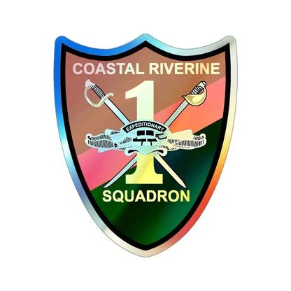 Coastal Riverine Squadron ONE (U.S. Navy) Holographic STICKER Die-Cut Vinyl Decal 4 Inch Holographic - The Sticker Space