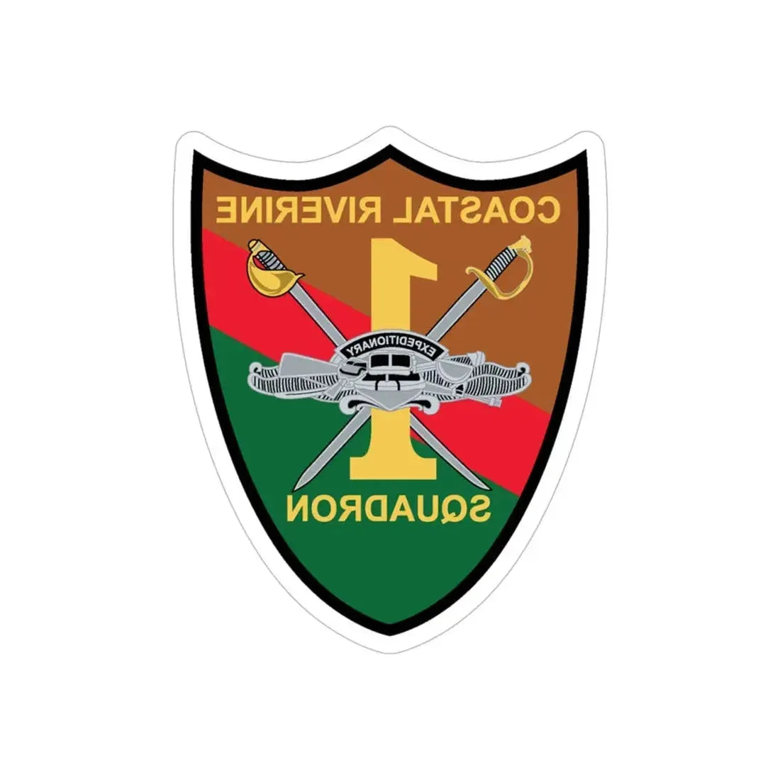 Coastal Riverine Squadron ONE (U.S. Navy) REVERSE PRINT Transparent Die-Cut STICKER 6 Inch Die-Cut Transparent - The Sticker Space