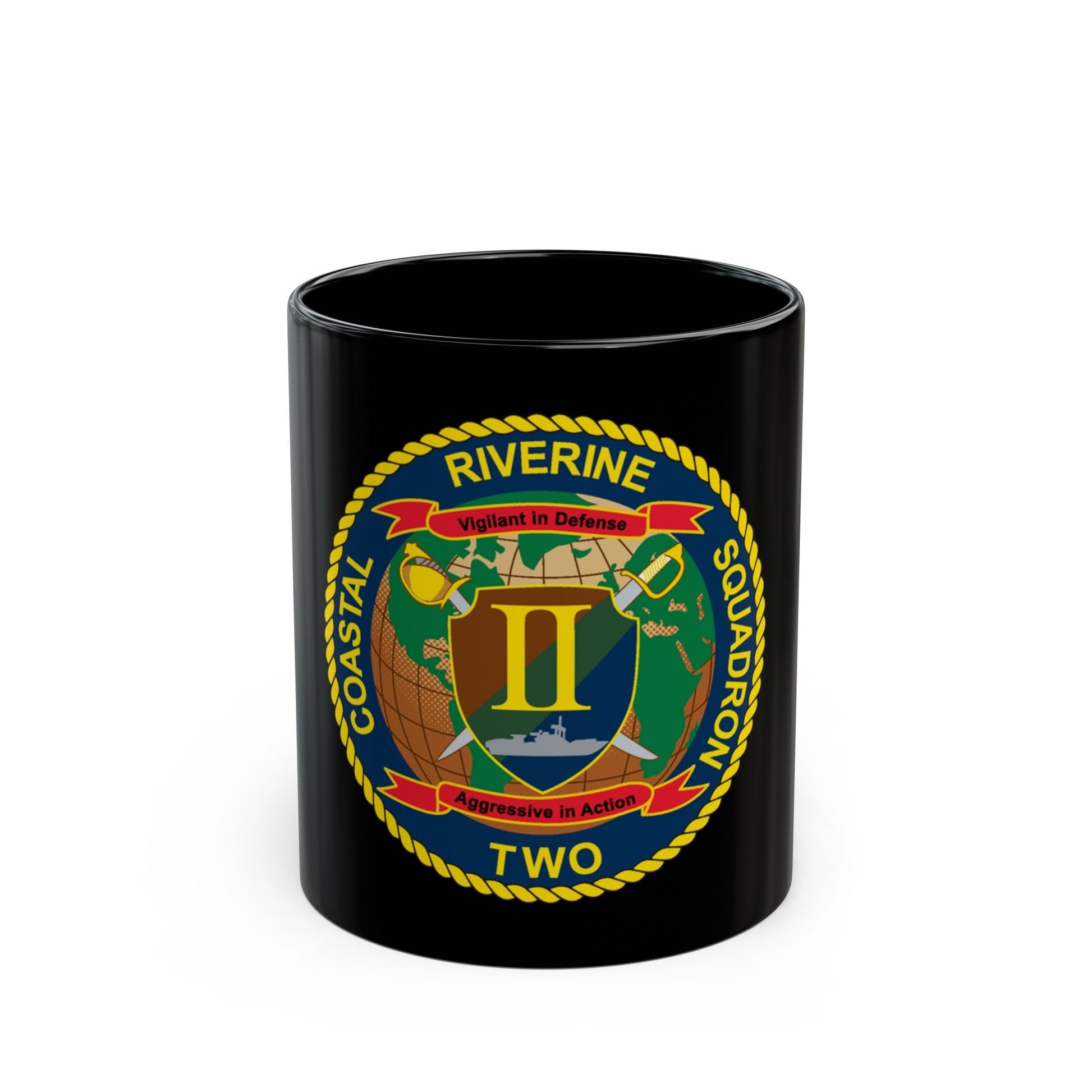 Coastal Riverine Squadron Two (U.S. Navy) Black Coffee Mug-11oz-The Sticker Space