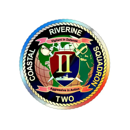 Coastal Riverine Squadron Two (U.S. Navy) Holographic STICKER Die-Cut Vinyl Decal 4 Inch Holographic - The Sticker Space