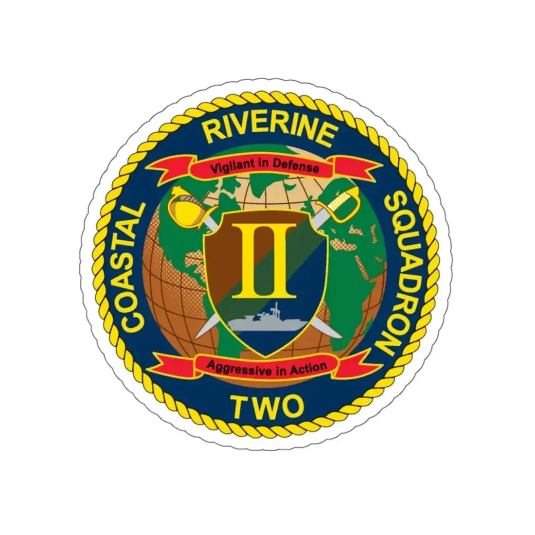 Coastal Riverine Squadron Two (U.S. Navy) STICKER Vinyl Kiss-Cut Decal 6 Inch White - The Sticker Space