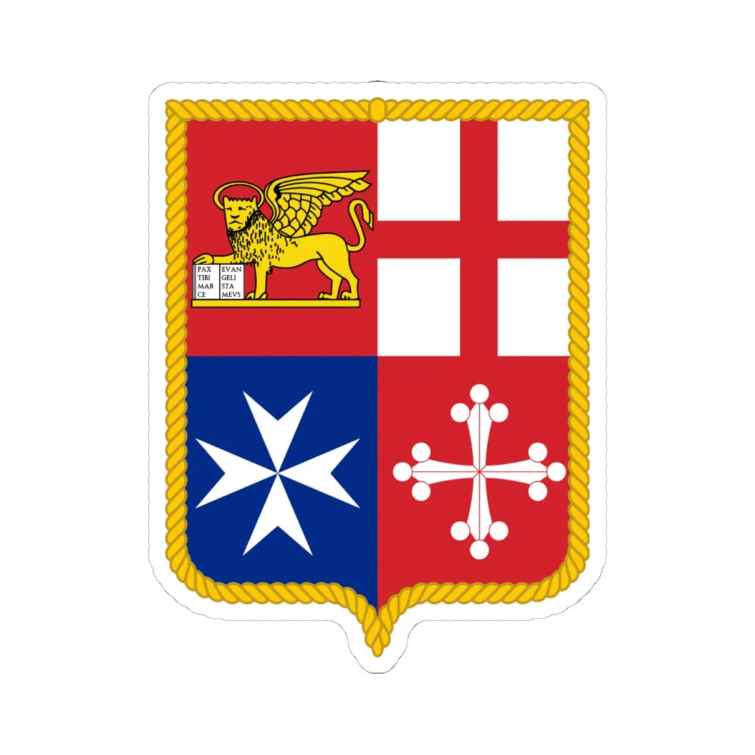 Coat of arm of Italy Civil ensign (Italy) (Coat of Arms) STICKER Vinyl Kiss-Cut Decal 4 Inch White - The Sticker Space