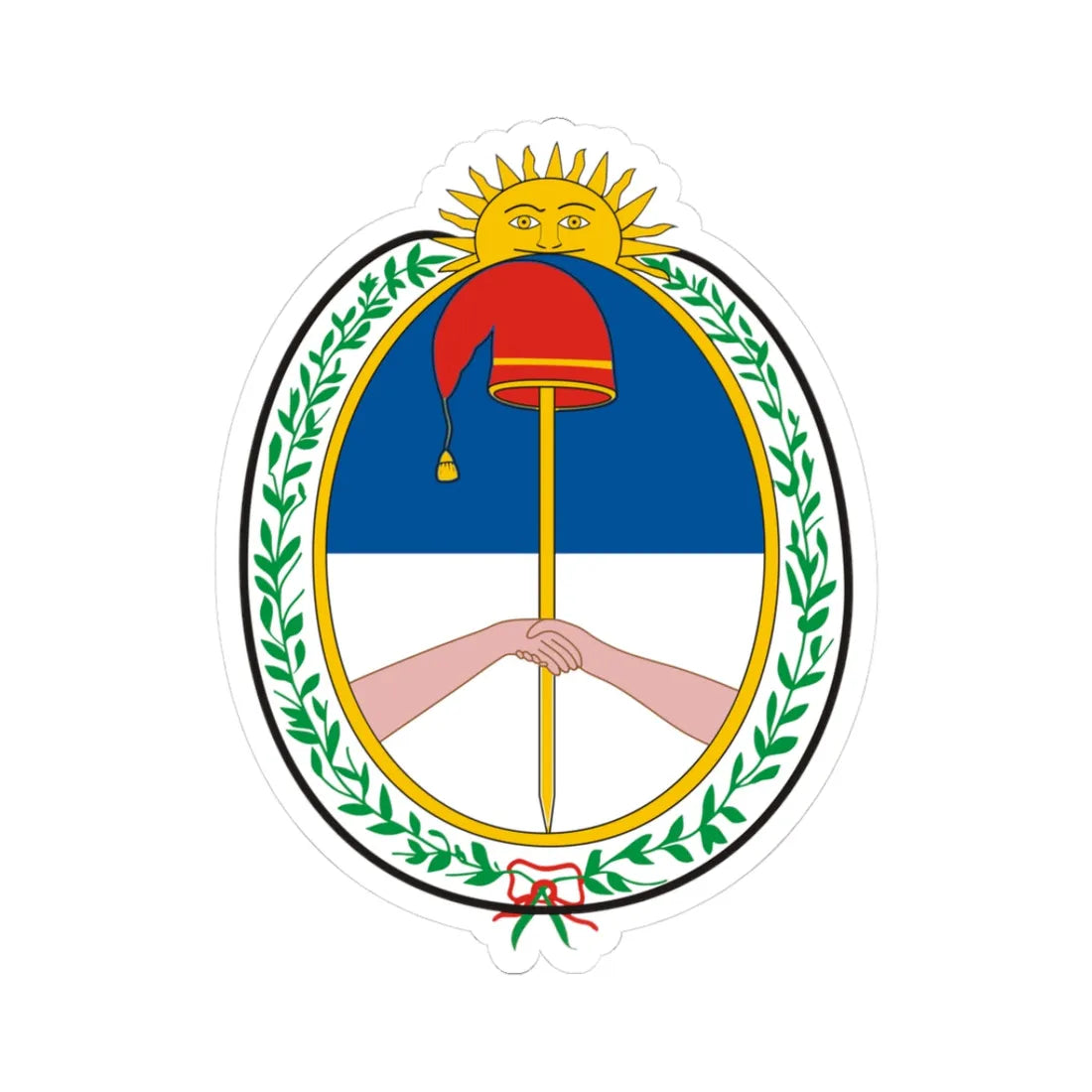 Coat of Arms Assembly of the Year XIII Civil Freedom flag version (Argentina) (Coat of Arms) STICKER Vinyl Kiss-Cut Decal 3 Inch White - The Sticker Space
