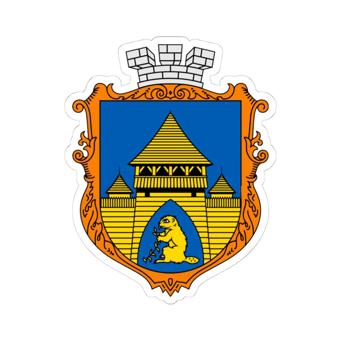 Coat of arms Bibrka (Ukraine) (Coat of Arms) STICKER Vinyl Kiss-Cut Decal 4 Inch White - The Sticker Space