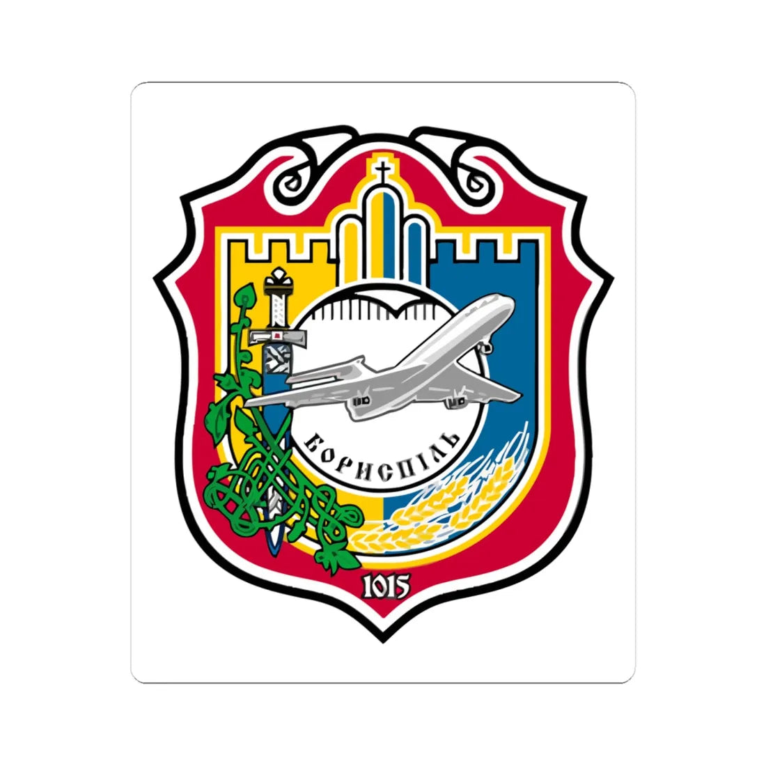 Coat of Arms Boryspil (Ukraine) (Coat of Arms) STICKER Vinyl Kiss-Cut Decal 4 Inch White - The Sticker Space