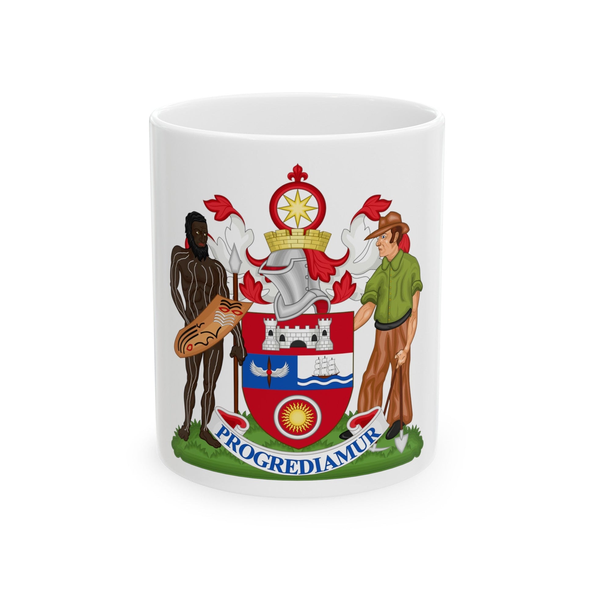 Coat of Arms Darwin Australia - White Coffee Mug-11oz-The Sticker Space