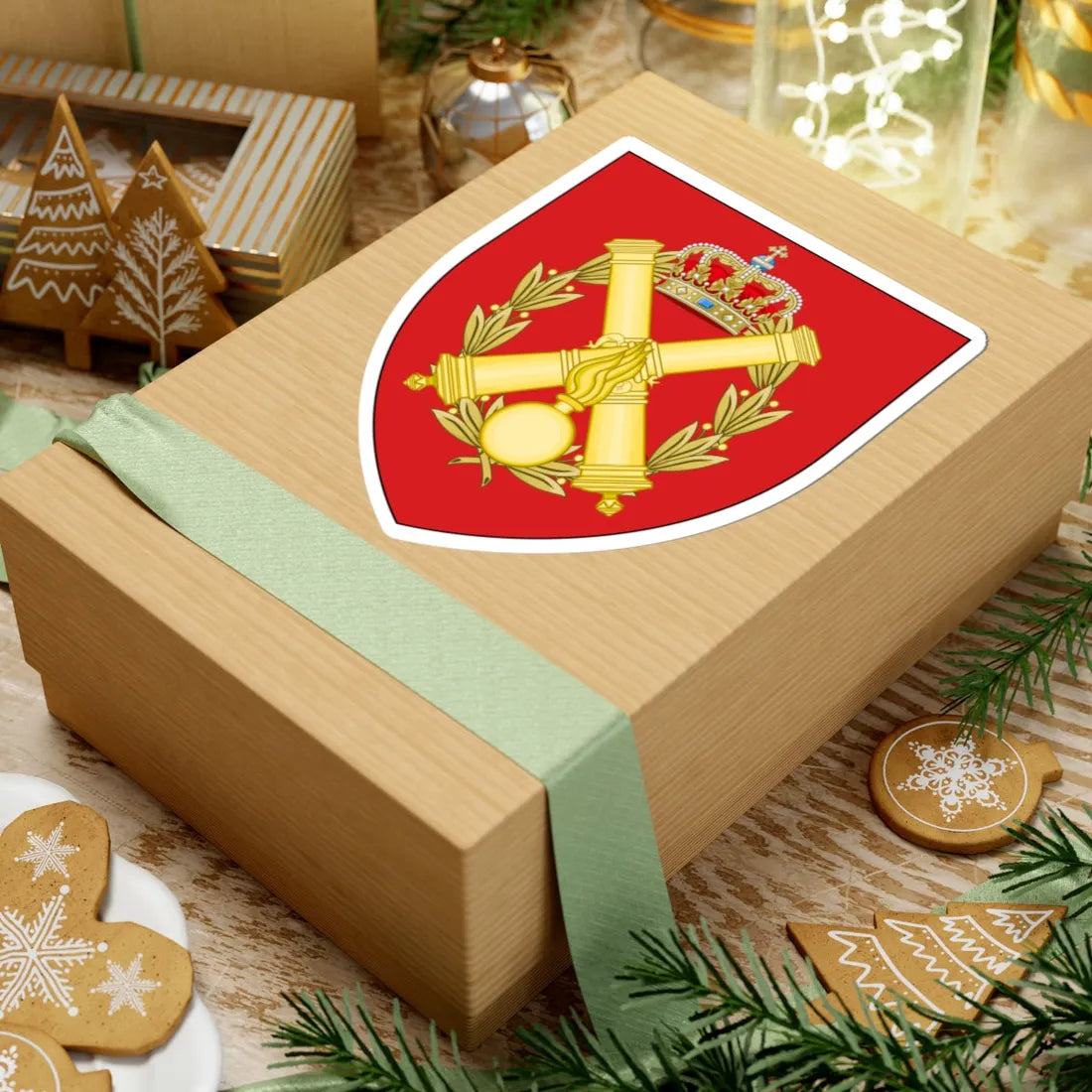 Coat of arms for Army Artillery School Denmark (Denmark) (Coat of Arms) STICKER Vinyl Kiss-Cut Decal - The Sticker Space