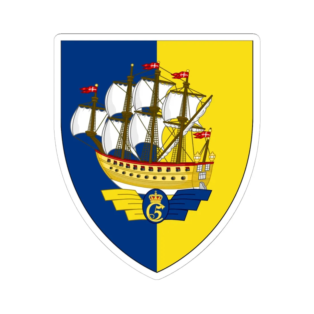 Coat of arms for Marine Regiment (Denmark) (Coat of Arms) STICKER Vinyl Kiss-Cut Decal 6 Inch White - The Sticker Space