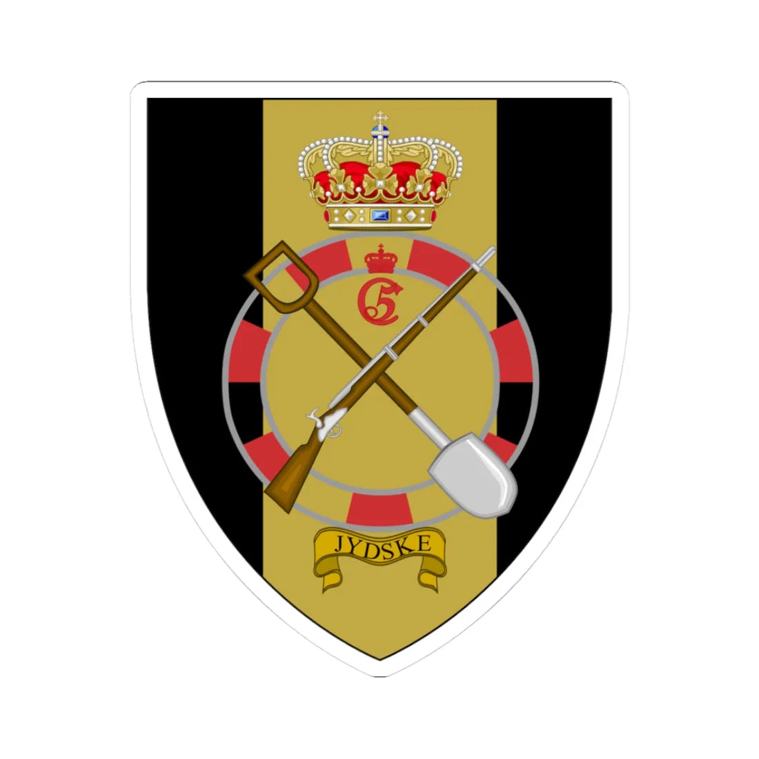Coat of arms for the Jutlandic Engineer Regiment (Denmark) (Coat of Arms) STICKER Vinyl Kiss-Cut Decal 3 Inch White - The Sticker Space