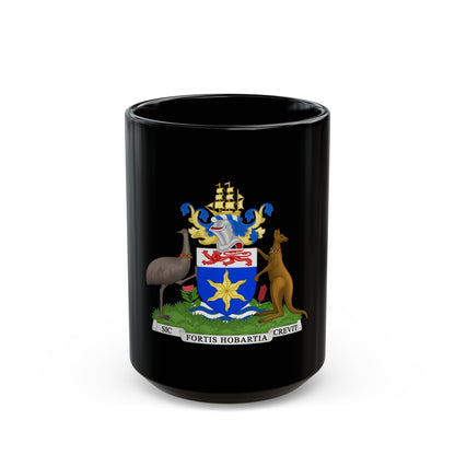 Coat of Arms Hobart Australia - Black Coffee Mug-15oz-The Sticker Space