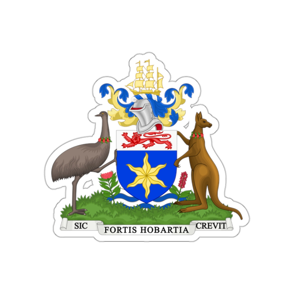 Coat of Arms Hobart Australia STICKER Vinyl Die-Cut Decal-White-The Sticker Space