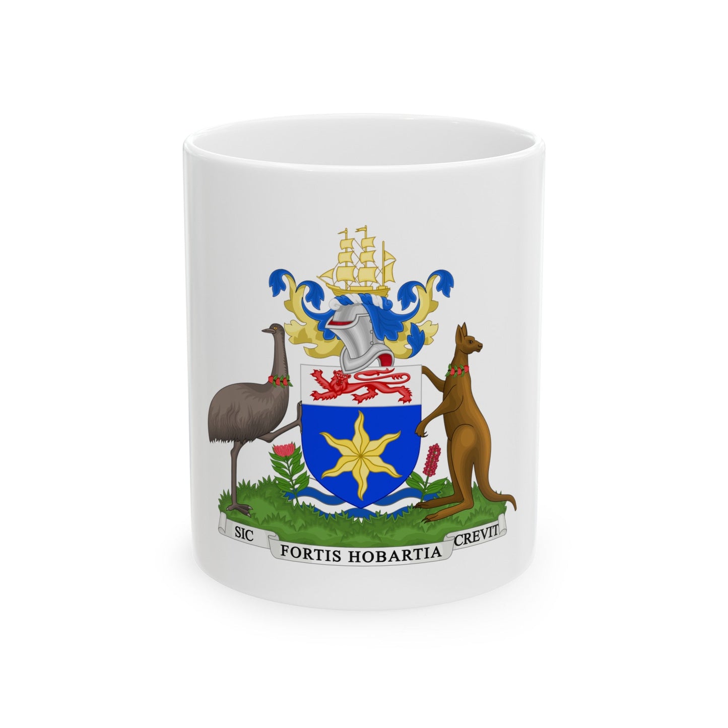 Coat of Arms Hobart Australia - White Coffee Mug-11oz-The Sticker Space