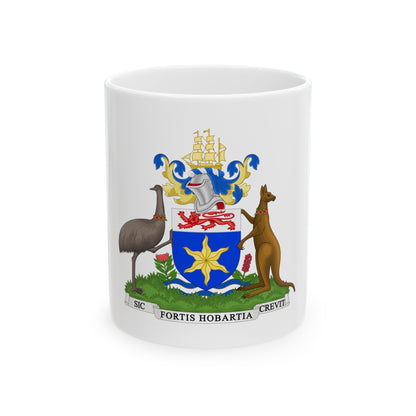 Coat of Arms Hobart Australia - White Coffee Mug-11oz-The Sticker Space