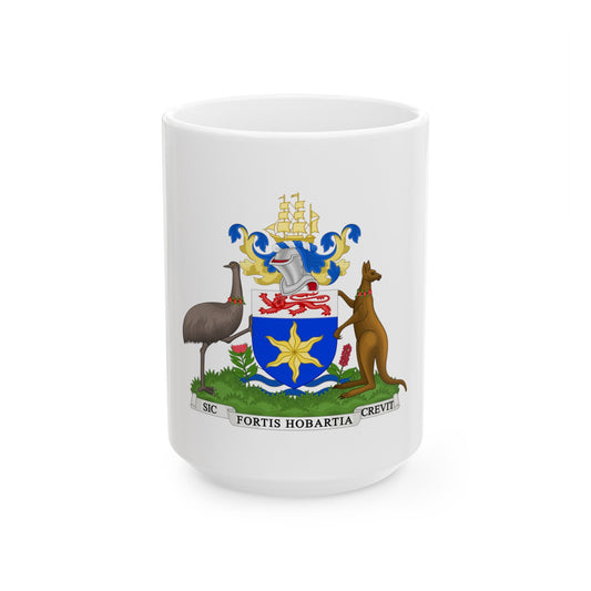 Coat of Arms Hobart Australia - White Coffee Mug-15oz-The Sticker Space