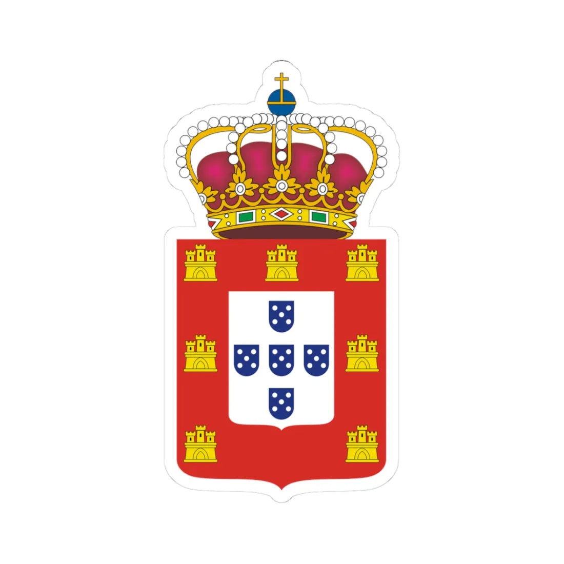 Coat of Arms Kingdom of Portugal 1830 (Portugal) (Coat of Arms) STICKER Vinyl Kiss-Cut Decal 3 Inch White - The Sticker Space