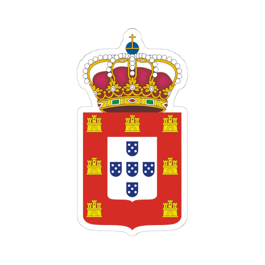Coat of Arms Kingdom of Portugal 1830 (Portugal) (Coat of Arms) STICKER Vinyl Kiss-Cut Decal 6 Inch White - The Sticker Space