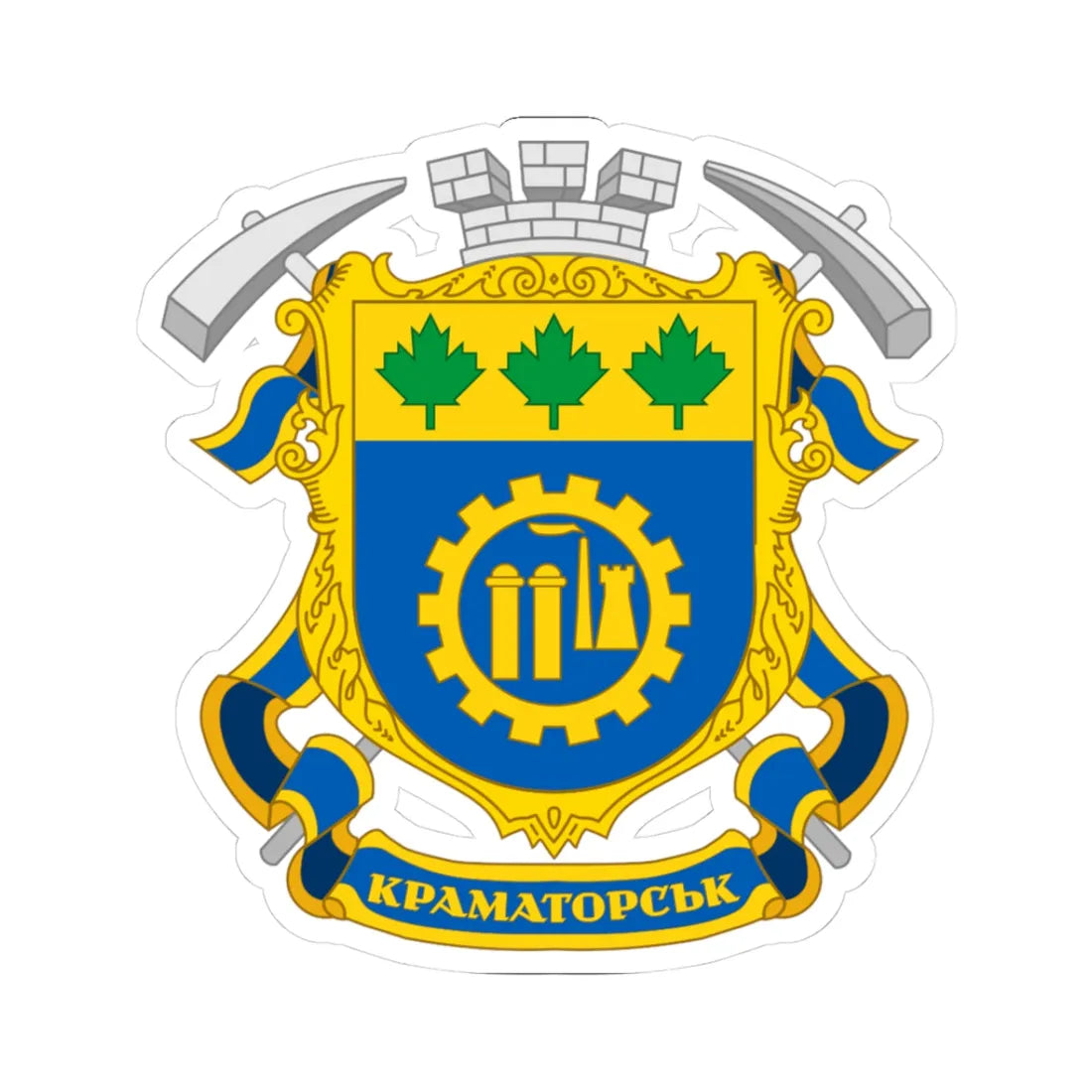 Coat of arms Kramatorsk (Ukraine) (Coat of Arms) STICKER Vinyl Kiss-Cut Decal 3 Inch White - The Sticker Space