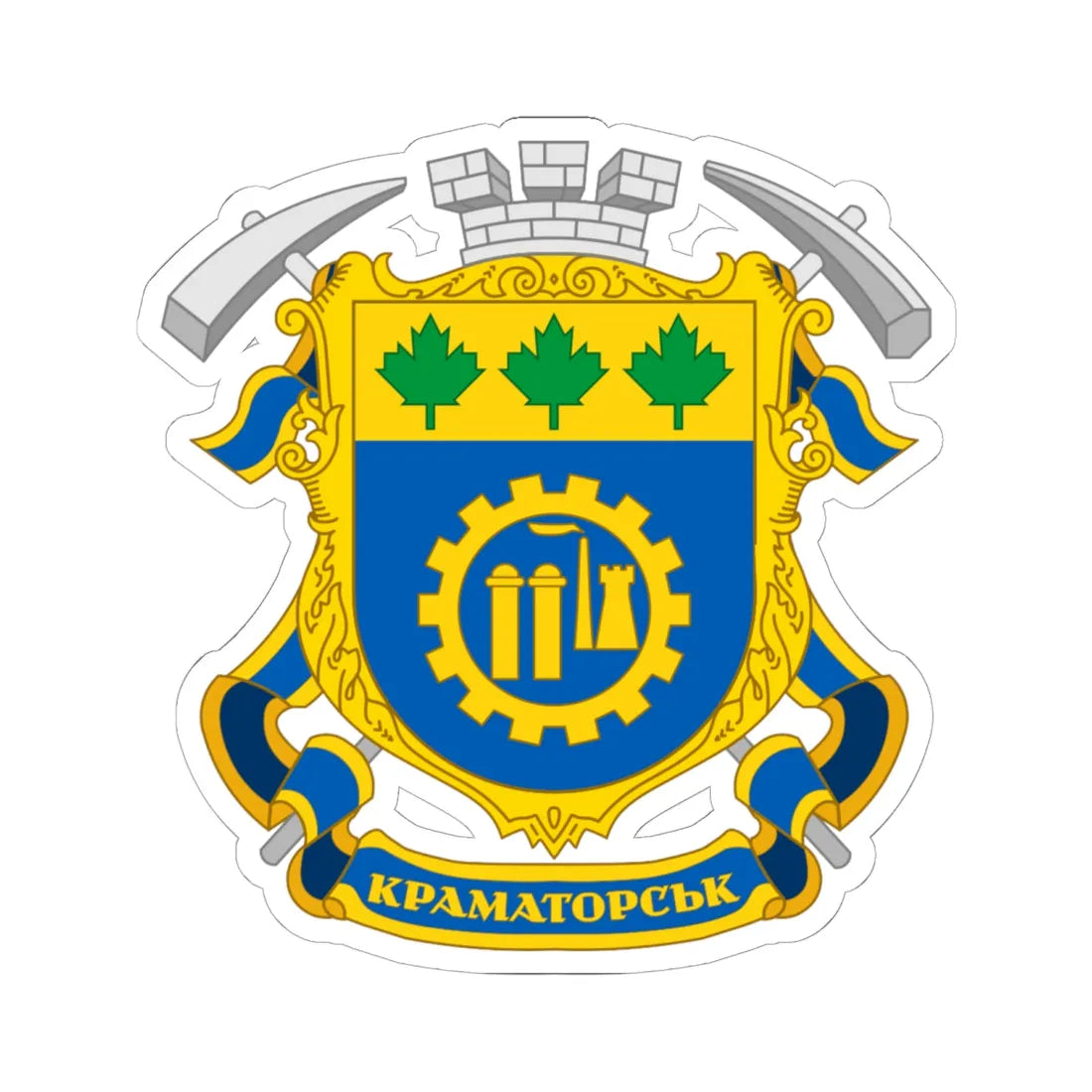 Coat of arms Kramatorsk (Ukraine) (Coat of Arms) STICKER Vinyl Kiss-Cut Decal 6 Inch White - The Sticker Space