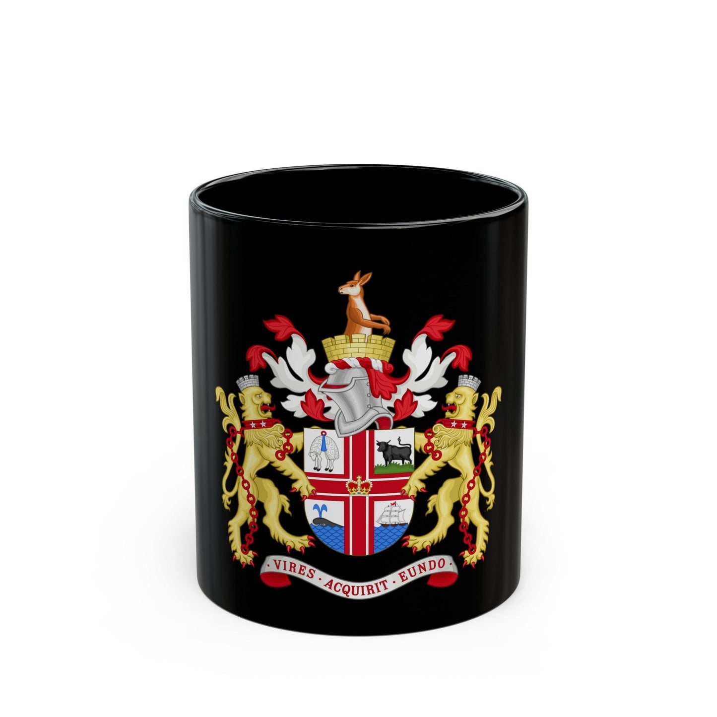 Coat of Arms Melbourne Australia - Black Coffee Mug-11oz-The Sticker Space