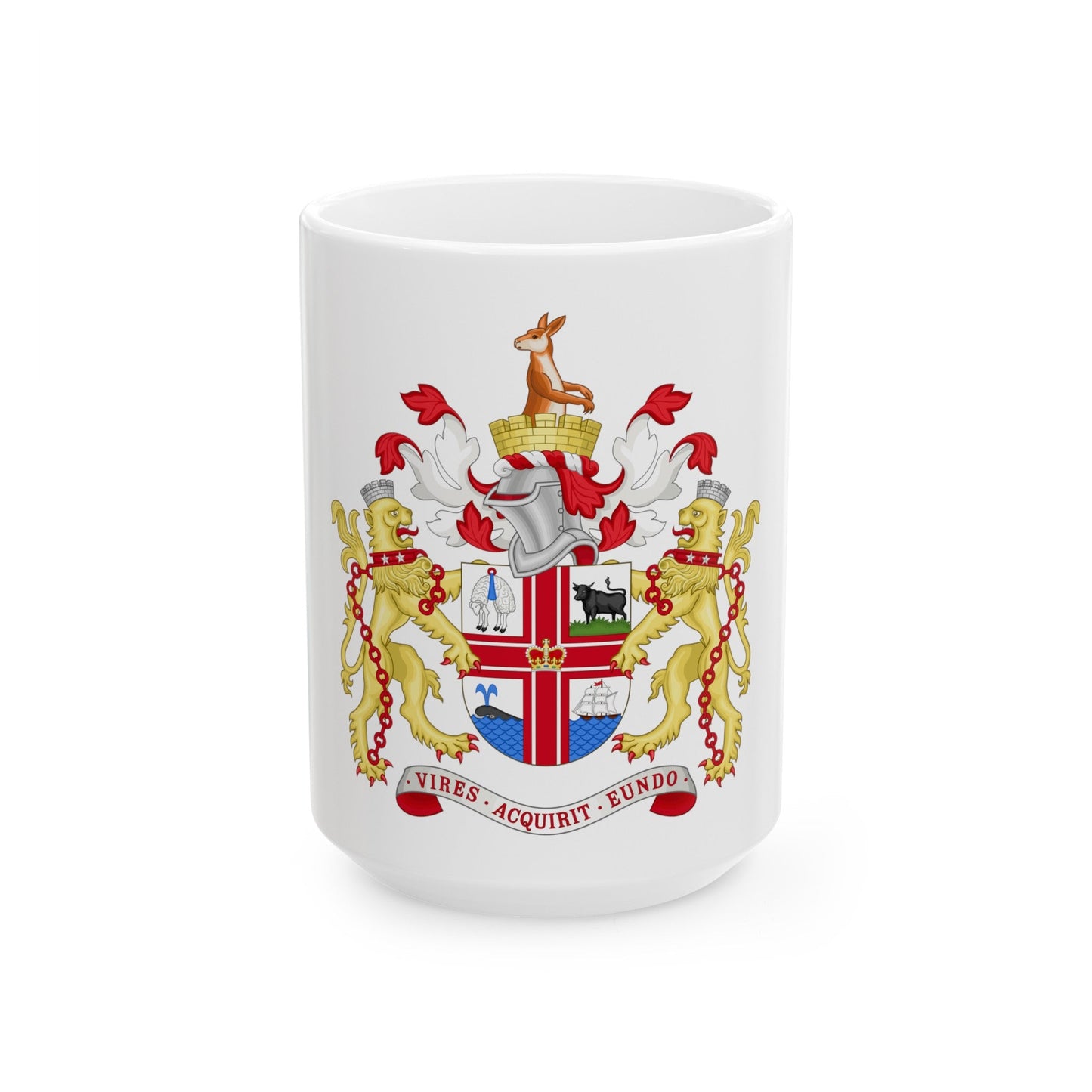 Coat of Arms Melbourne Australia - White Coffee Mug-15oz-The Sticker Space