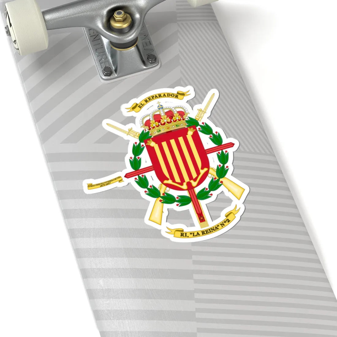 Coat of Arms of 2nd Infantry Regiment La Reina (Spain) (Coat of Arms) STICKER Vinyl Kiss-Cut Decal - The Sticker Space