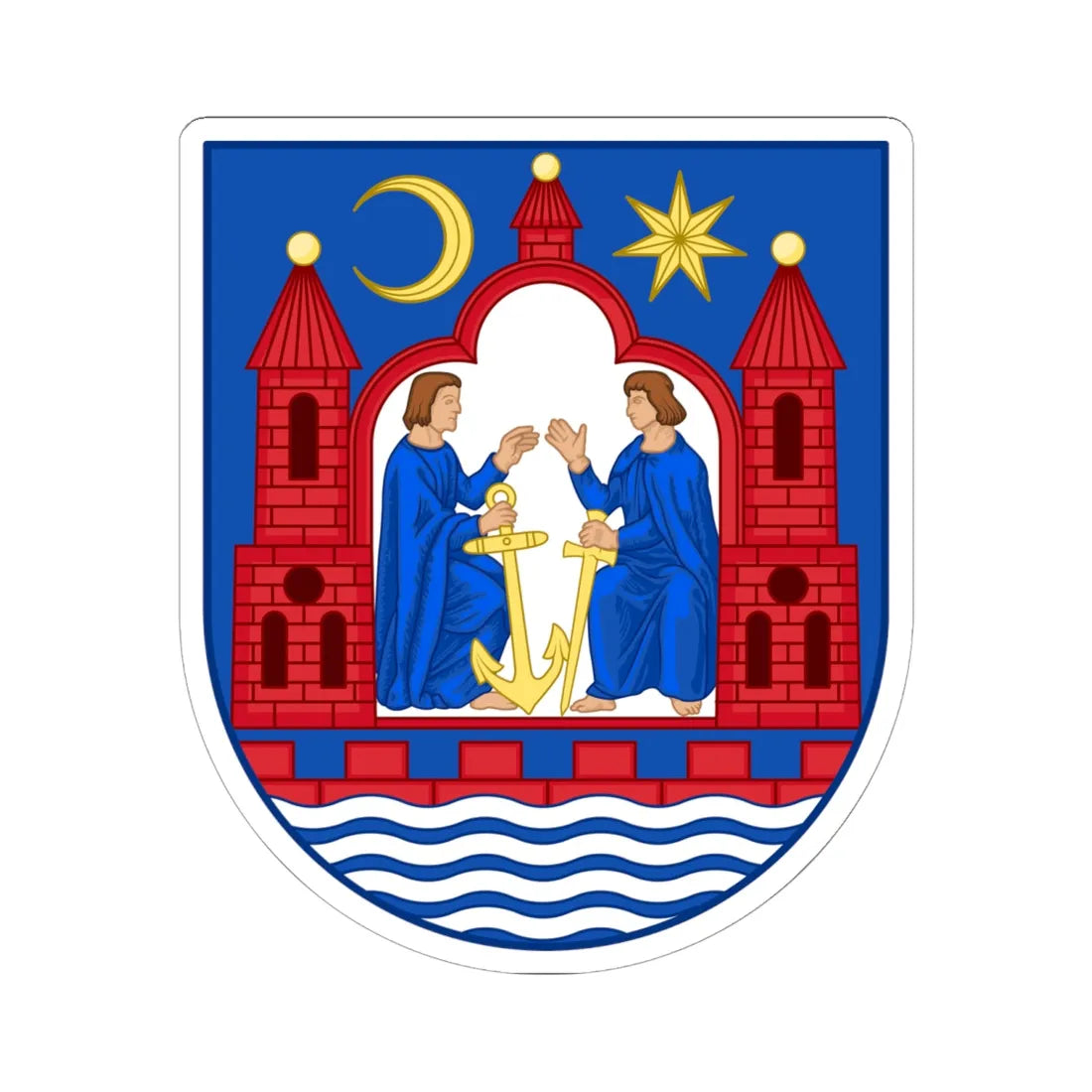 Coat of arms of Aarhus (Denmark) (Coat of Arms) STICKER Vinyl Kiss-Cut Decal 6 Inch White - The Sticker Space