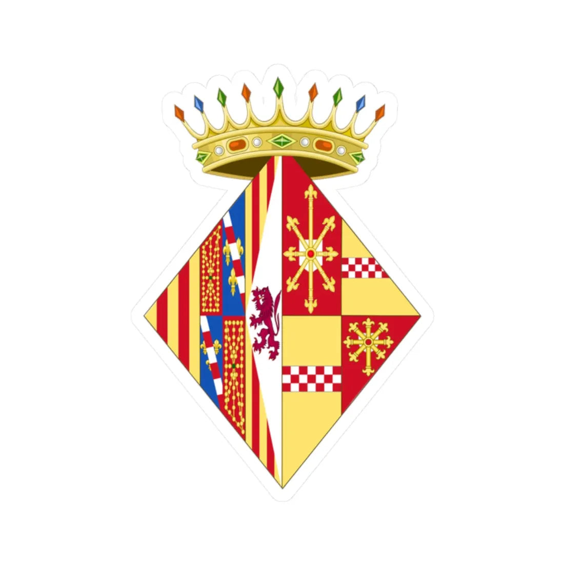 Coat of Arms of Agnes of Cleves as Navarrese Consort (Spain) (Coat of Arms) STICKER Vinyl Kiss-Cut Decal 2 Inch White - The Sticker Space