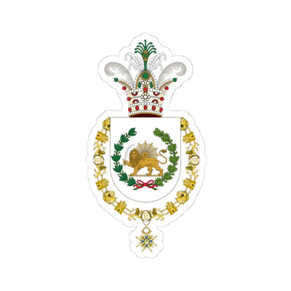 Coat of Arms of Ahmad Shah Qayar Order of Charles III (Iran) (Coat of Arms) STICKER Vinyl Kiss-Cut Decal 4 Inch White - The Sticker Space