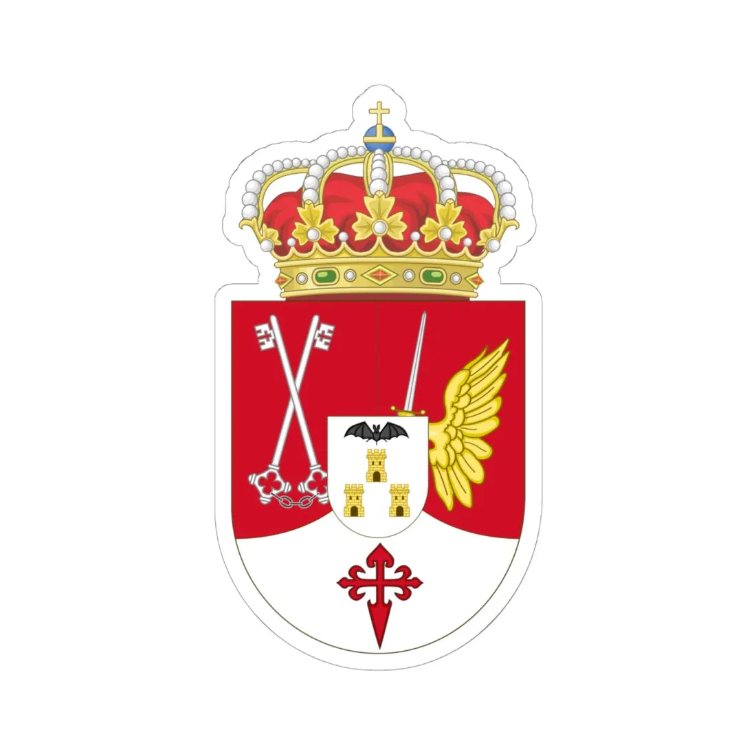 Coat of Arms of Albacete Province (Spain) (Coat of Arms) STICKER Vinyl Kiss-Cut Decal 6 Inch White - The Sticker Space