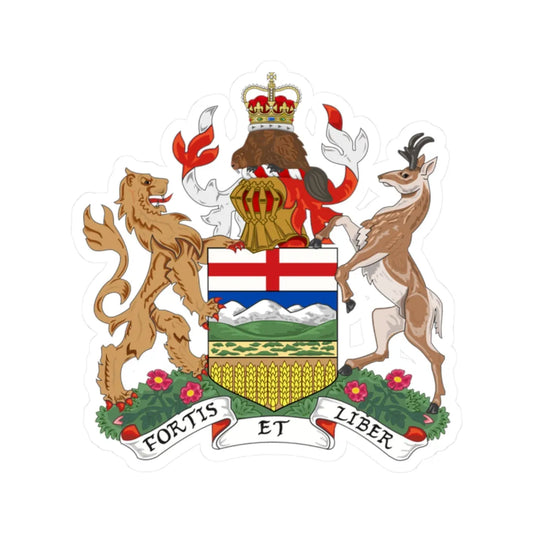 Coat of arms of Alberta (Canada) (Coat of Arms) STICKER Vinyl Kiss-Cut Decal 2 Inch White - The Sticker Space