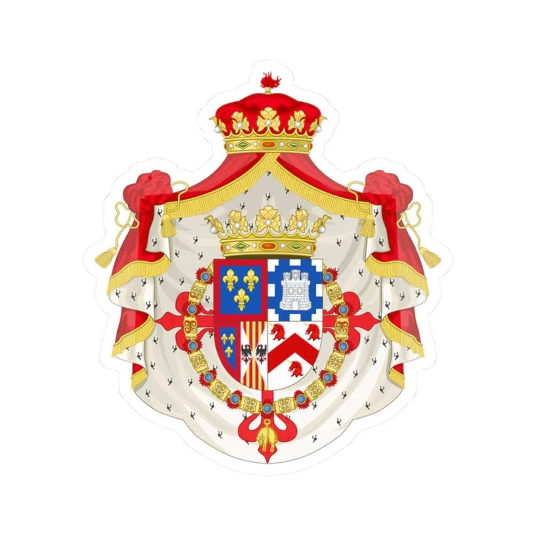 Coat of Arms of Alberto de Borbón y Castellví 1st Duke of Santa Elena (Ireland) (Coat of Arms) STICKER Vinyl Kiss-Cut Decal 2 Inch White - The Sticker Space