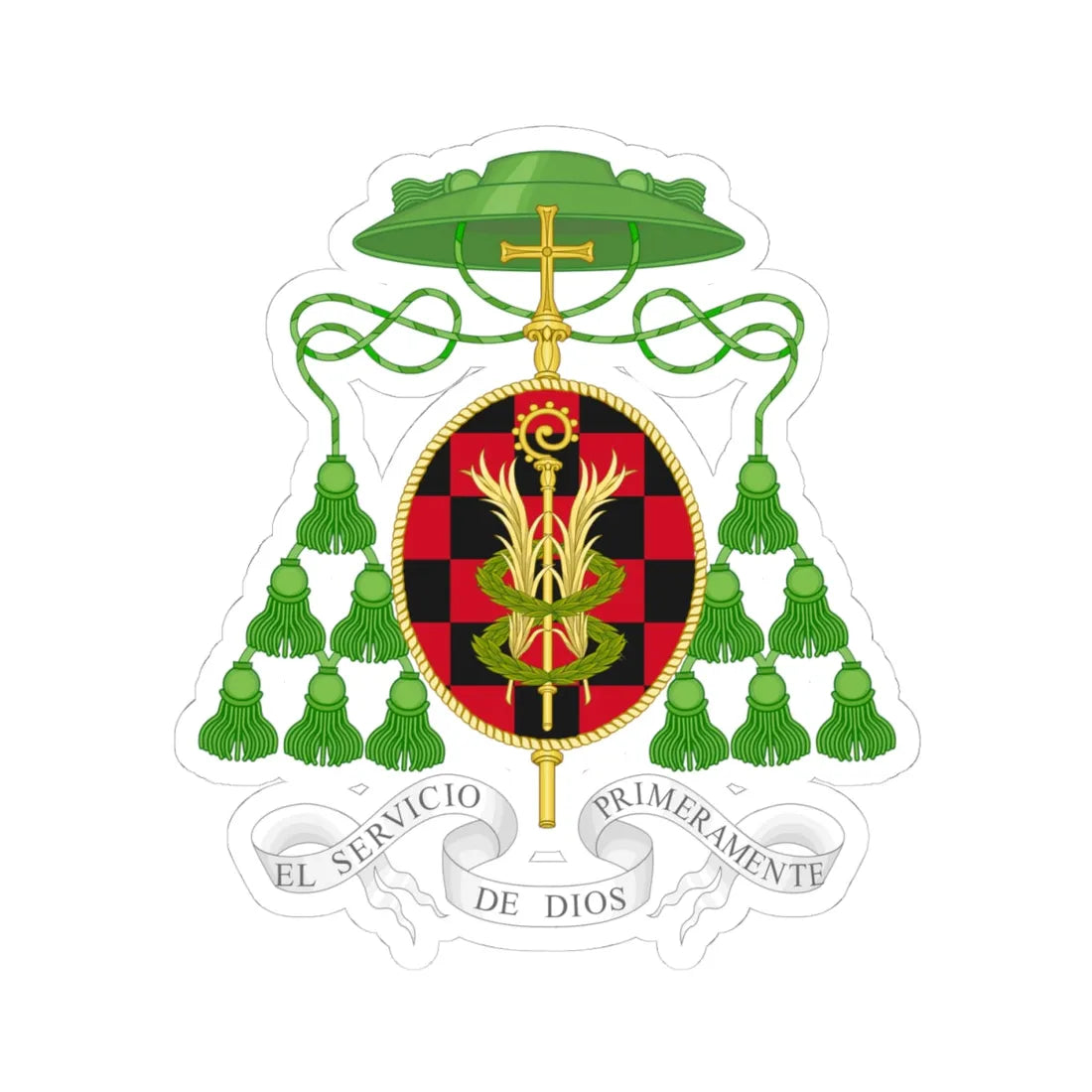 Coat of Arms of Alcalá de Henares Diocese (Spain) (Coat of Arms) STICKER Vinyl Kiss-Cut Decal 4 Inch White - The Sticker Space