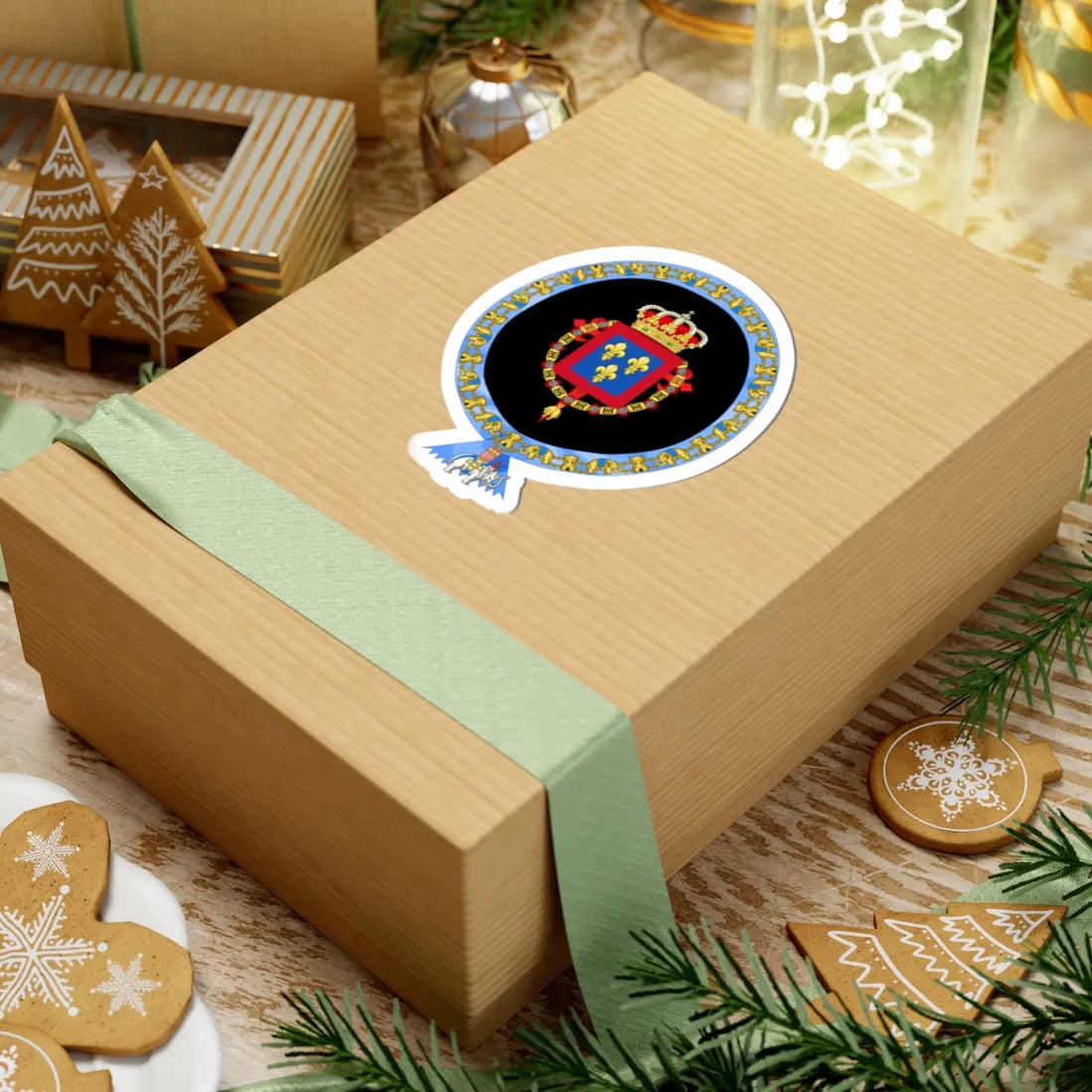 Coat of Arms of Alfonso Prince of Asturias 1907-1938 Order of the Elephant Variant (Denmark) (Coat of Arms) STICKER Vinyl Kiss-Cut Decal - The Sticker Space