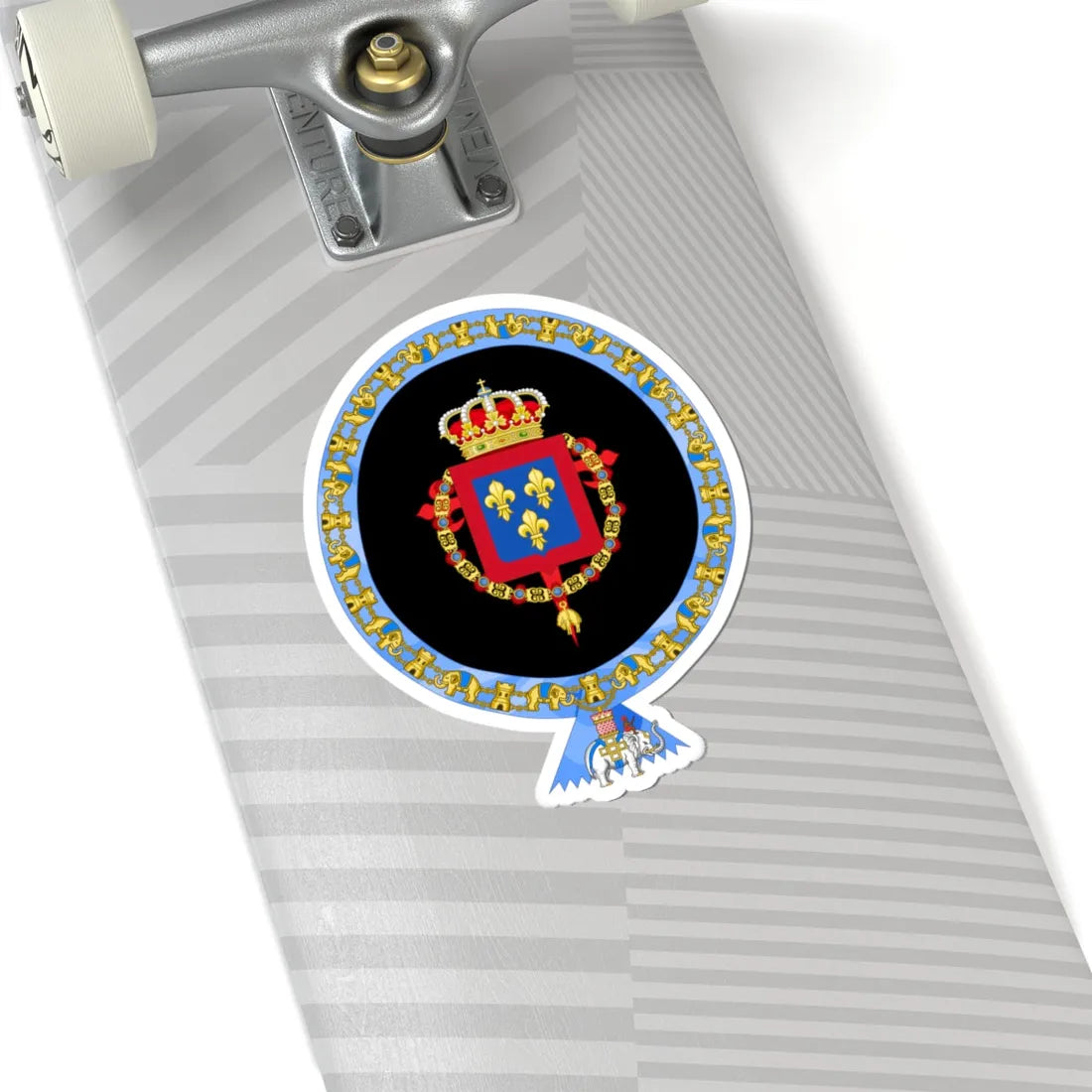 Coat of Arms of Alfonso Prince of Asturias 1907-1938 Order of the Elephant Variant (Denmark) (Coat of Arms) STICKER Vinyl Kiss-Cut Decal - The Sticker Space
