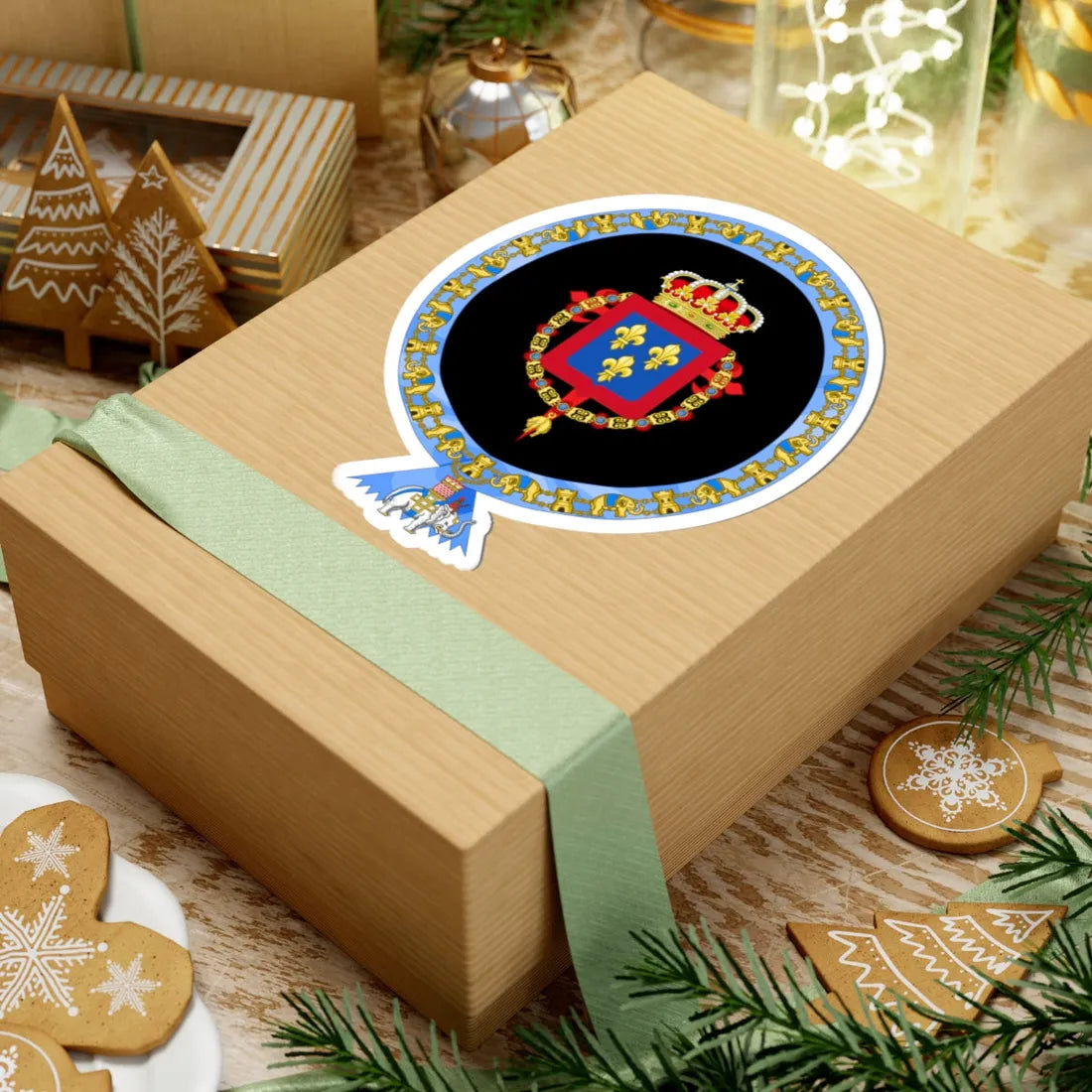 Coat of Arms of Alfonso Prince of Asturias 1907-1938 Order of the Elephant Variant (Denmark) (Coat of Arms) STICKER Vinyl Kiss-Cut Decal - The Sticker Space