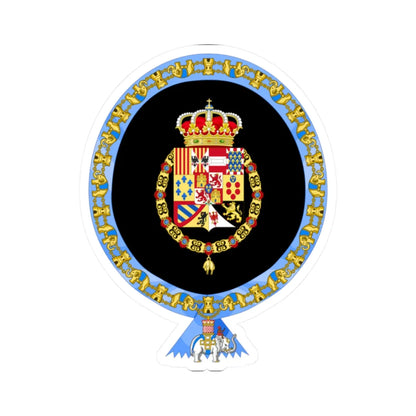 Coat of Arms of Alfonso XIII of Spain Order of the Elephant Variant (Denmark) (Coat of Arms) STICKER Vinyl Kiss-Cut Decal 2 Inch White - The Sticker Space