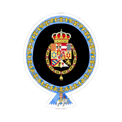 Coat of Arms of Alfonso XIII of Spain Order of the Elephant Variant (Denmark) (Coat of Arms) STICKER Vinyl Kiss-Cut Decal 4 Inch White - The Sticker Space