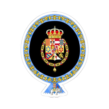 Coat of Arms of Alfonso XIII of Spain Order of the Elephant Variant (Denmark) (Coat of Arms) STICKER Vinyl Kiss-Cut Decal 6 Inch White - The Sticker Space