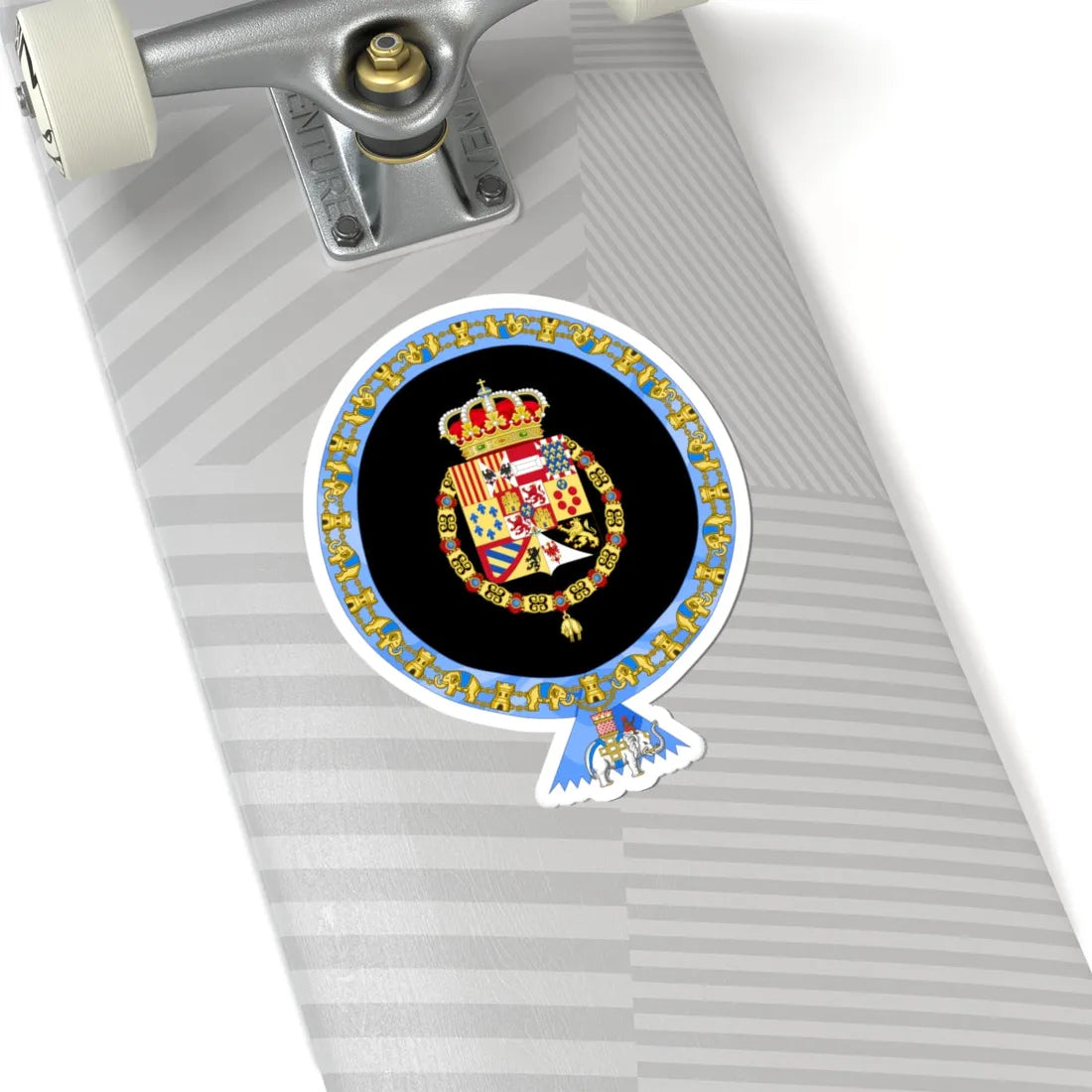 Coat of Arms of Alfonso XIII of Spain Order of the Elephant Variant (Denmark) (Coat of Arms) STICKER Vinyl Kiss-Cut Decal - The Sticker Space