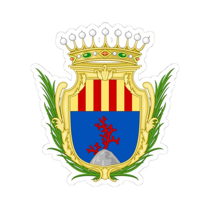 Coat of arms of Alghero (Italy) (Coat of Arms) STICKER Vinyl Kiss-Cut Decal 4 Inch White - The Sticker Space