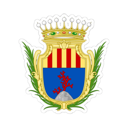 Coat of arms of Alghero (Italy) (Coat of Arms) STICKER Vinyl Kiss-Cut Decal 6 Inch White - The Sticker Space