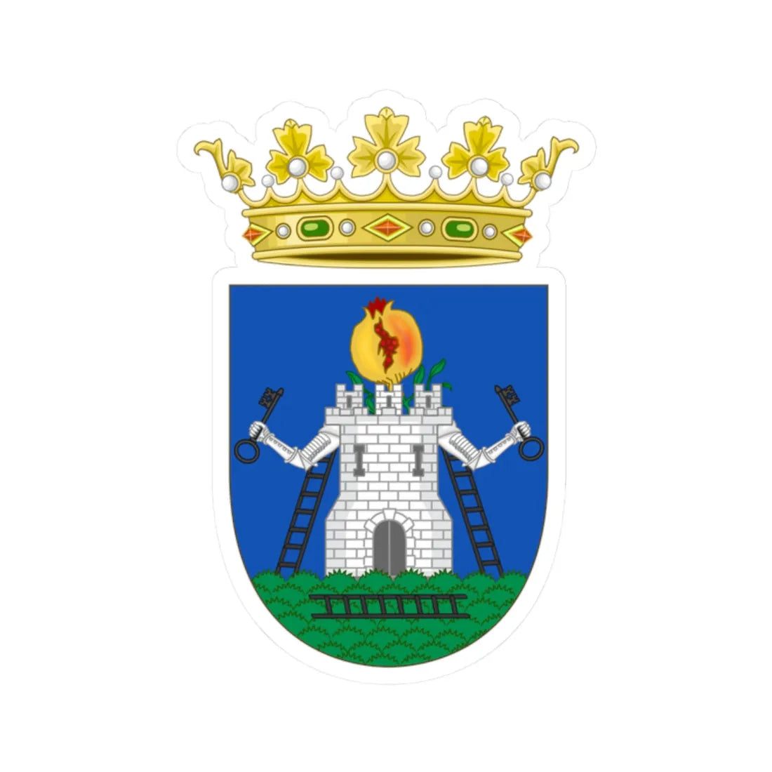 Coat of Arms of Alhama de Granada (Spain) (Coat of Arms) STICKER Vinyl Kiss-Cut Decal 2 Inch White - The Sticker Space