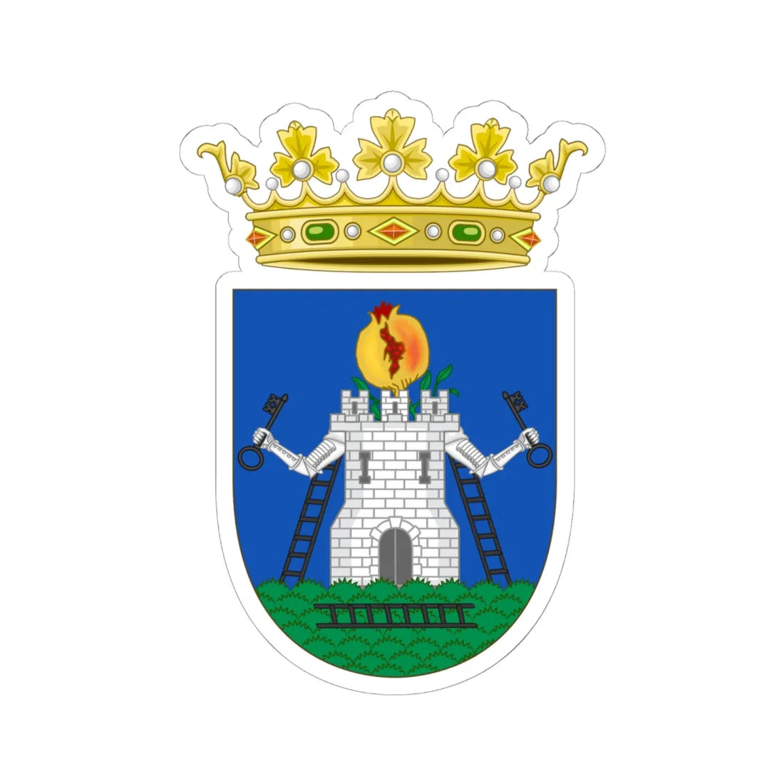 Coat of Arms of Alhama de Granada (Spain) (Coat of Arms) STICKER Vinyl Kiss-Cut Decal 6 Inch White - The Sticker Space
