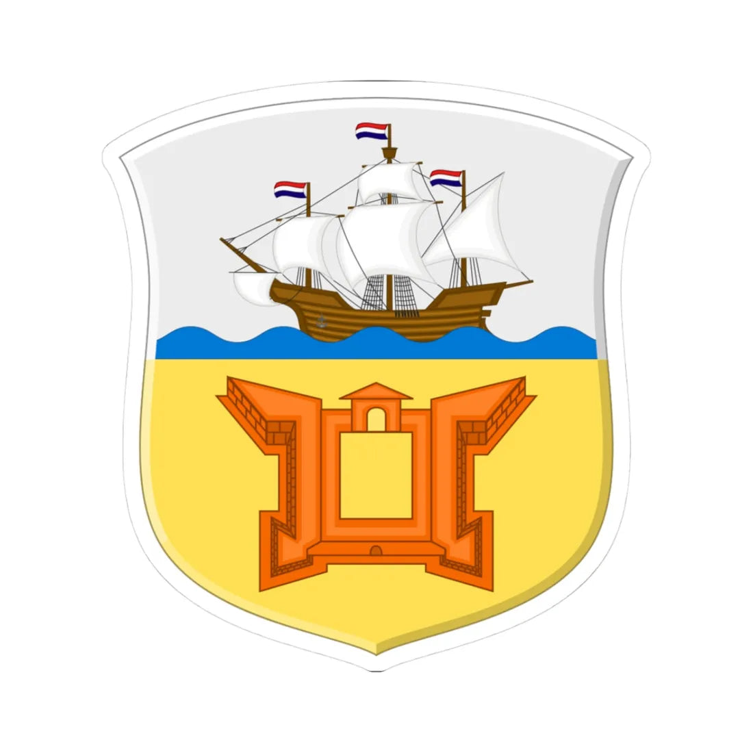 Coat of Arms of Amboina 1930 - shield (Indonesia) (Coat of Arms) STICKER Vinyl Kiss-Cut Decal 3 Inch White - The Sticker Space