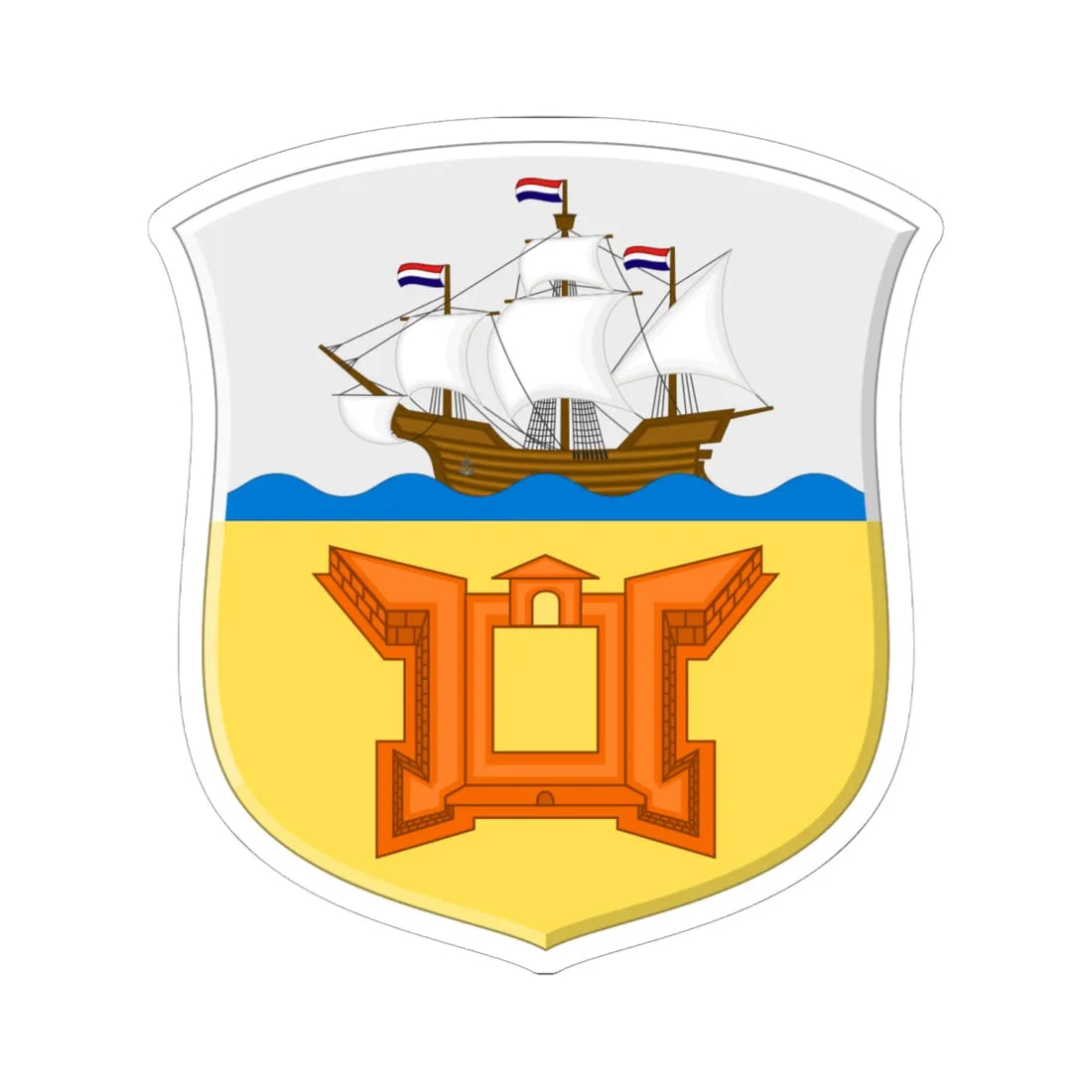 Coat of Arms of Amboina 1930 - shield (Indonesia) (Coat of Arms) STICKER Vinyl Kiss-Cut Decal 6 Inch White - The Sticker Space