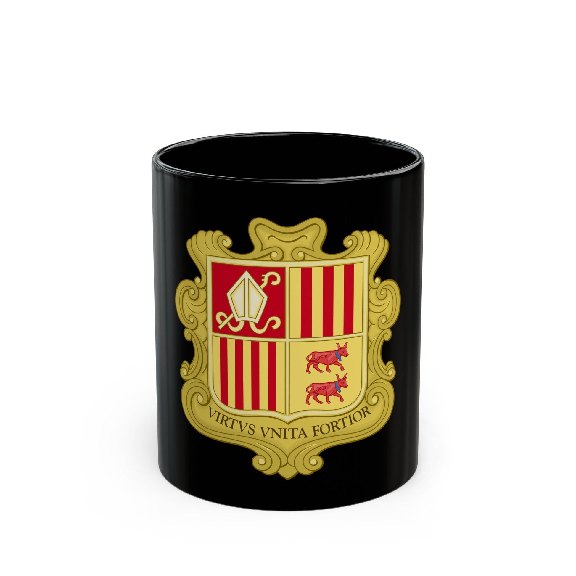 Coat of arms of Andorra (1580) - Black Coffee Mug-11oz-The Sticker Space