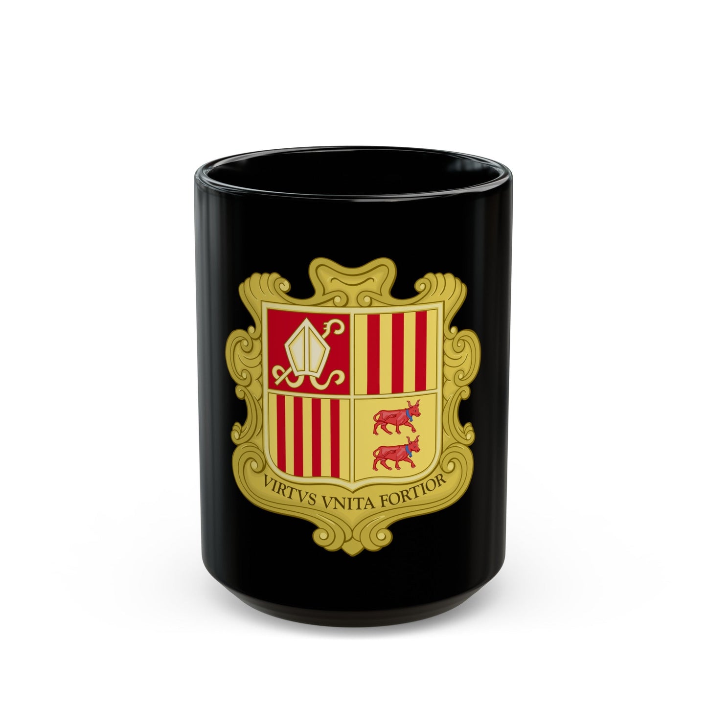 Coat of arms of Andorra (1580) - Black Coffee Mug-15oz-The Sticker Space